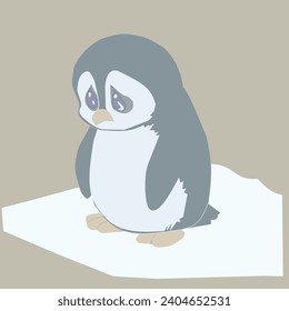 Sad penguin on a paper