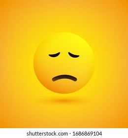 Sad Pensive Face - Emoticon - Vector Design