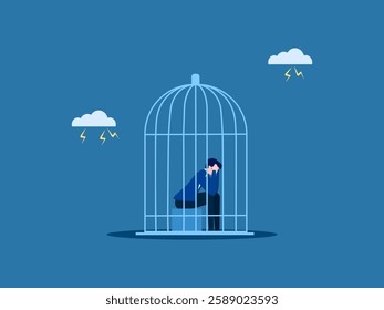 Sad people, need mental help, people locked in a cage
