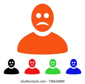 Sad Person icon. Vector illustration style is a flat iconic sad person symbol with black, orange, red, green, blue color variants. Designed for web apps and software interfaces.