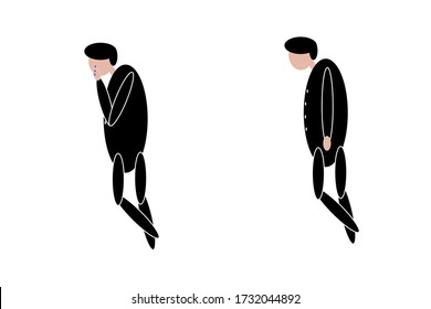 Traurige Person, die steht und weint, Depressionen, Symbol für menschliche Figur