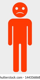 Sad Person vector icon. A flat illustration design of Sad Person icon on a white background.