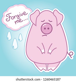 sad pig apologizes