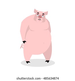 Sad pig. Big fat boar melancholy.  