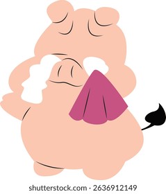 Sad Pig Cartoon Crying Tissue