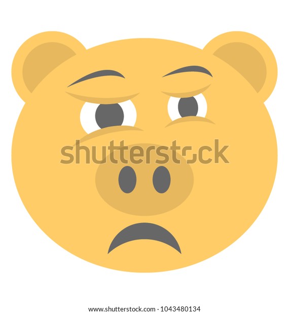 Sad Pig Face Emoji Flat Vector Stock Vector (Royalty Free) 1043480134 ...