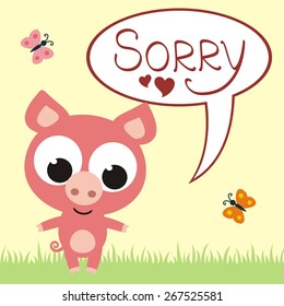 Sad pig says sorry