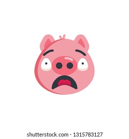 Sad piggy face emoji flat icon, vector sign, colorful pictogram isolated on white. Piggy offended face emoticon symbol, logo illustration. Flat style design