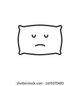 Sad pillow border icon on white background. Emotions