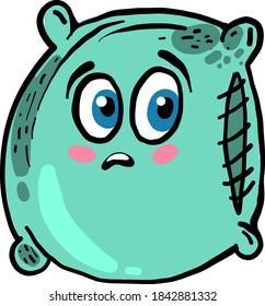 Sad pillow, illustration, vector on white background