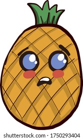 Sad pineapple , illustration, vector on white background