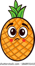 Sad pineapple, illustration, vector on white background.