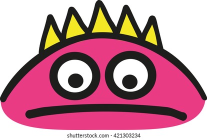 Sad pink monster head