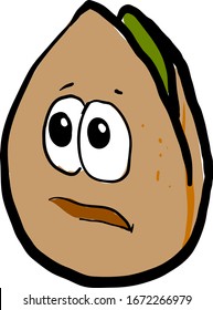 Pistacho triste, ilustración, vector sobre fondo blanco.