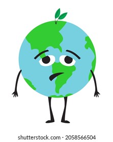 Sad Planet Earth Planet Mascot Without Stock Vector (Royalty Free ...