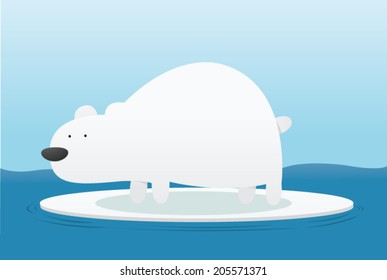 Sad polar bear alone in ice