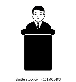 Sad Politician vector pictograph. Vector illustration style is a flat iconic politician symbol with gray, black, blue, red, green color variants. Face has sadness mood.