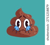 Sad poop character. Vector flat graphic design illustration
