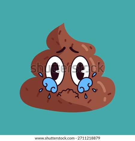 Sad poop character. Vector flat graphic design illustration