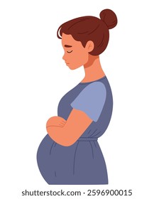 Sad pregnant woman.Negative emotion. Anxiety pregnancy symptom.