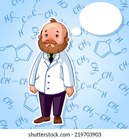 Sad professor in a white robe