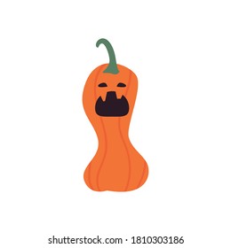 sad pumpkin cartoon free form style icon design, Halloween holiday and scary theme Vector illustration