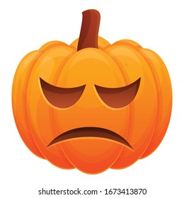 Sad pumpkin icon. Cartoon of sad pumpkin vector icon for web design isolated on white background