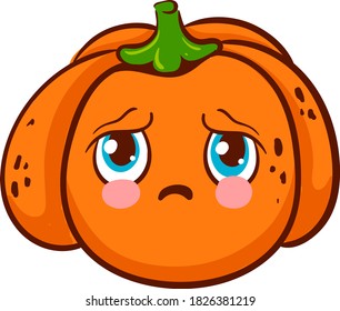 Sad pumpkin, illustration, vector on white background