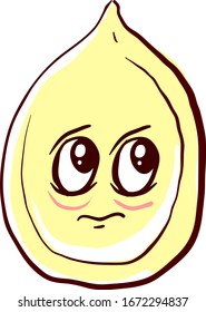 Sad pumpkin seed, illustration, vector on white background.
