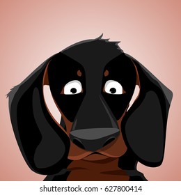 sad puppy on a brown background. pedigree dog. vector illustration.