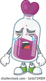 Sad of purple potion cartoon mascot style