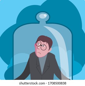 Sad quarantined manager flat style illustration