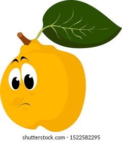 Sad quince, illustration, vector on white background.