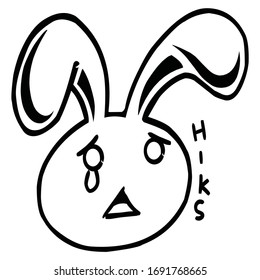 Sad rabbit emoticon in vector form