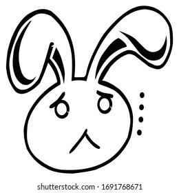 Sad rabbit emoticon in vector form