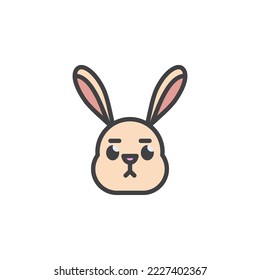 Sad rabbit face emoticon filled outline icon, line vector sign, linear colorful pictogram isolated on white. Symbol, logo illustration. Vector graphics