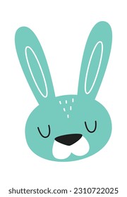 Sad Rabbit Face Vector Illustration