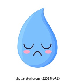 sad rain drop kawaii sky icon isolated