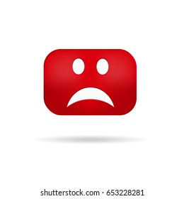 Sad red face vector illustration  video channel banned symbol button  