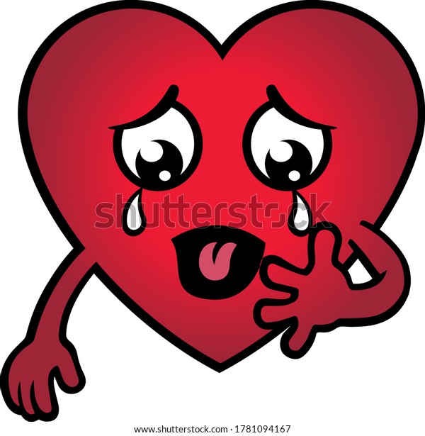 Sad Red Heart Character Vector Illustration Stock Vector (Royalty Free ...