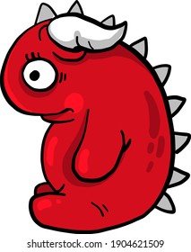 Sad red monster, vector illustration on a white background.
