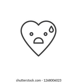 Sad but Relieved Face emoticon outline icon. linear style sign for mobile concept and web design. Tired heart face character emoji line vector icon. Symbol, logo illustration. Pixel perfect vector 