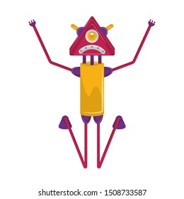 Sad robot toy on a white background - Vector