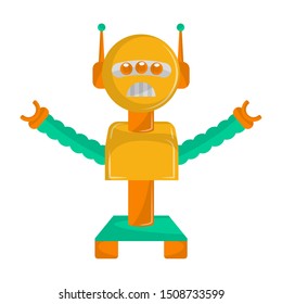Sad robot toy on a white background - Vector