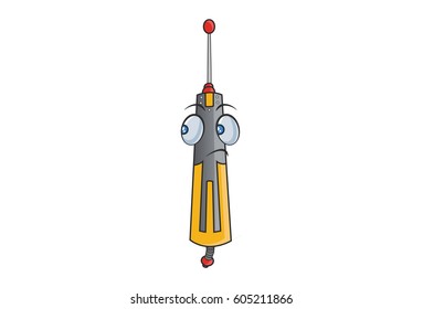 Sad Robot. Vector illustration. Isolated on white background.