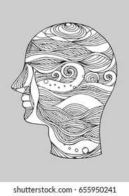 sad sadness mind soul consciousness human head abstract vector hand drawn illustration design