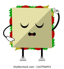 Sad sandwich emote. Fast food. Vector illustration design