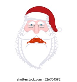 Sad Santa Claus. dull Christmas grandfather. sorrowful with beard in red cap. Illustration for new year. Xmas template design