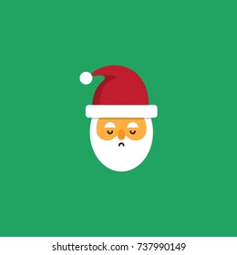 Sad santa clauss emoticon, cute vector illustration. Social media christmas reaction.