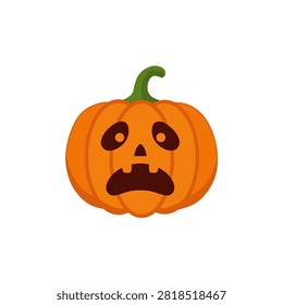 Sad and Scared Halloween Pumpkin Jack O Lantern Illustration on White Background